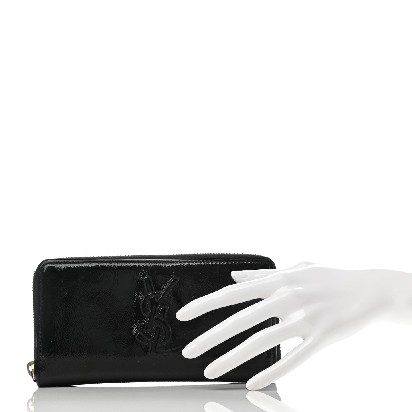 Textured Patent Monogram Belle De Jour Zip Around Wallet Black