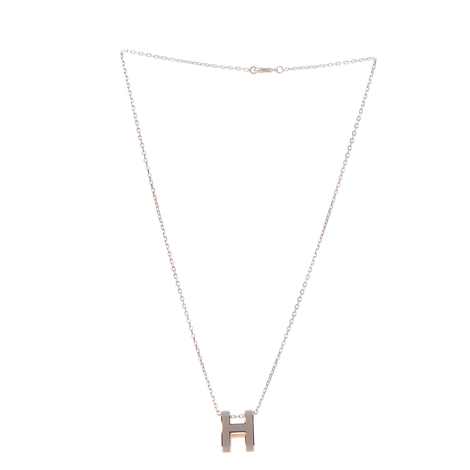 Hermes Lacquered Rose Gold Pop H Pendant Necklace White 3 of 6