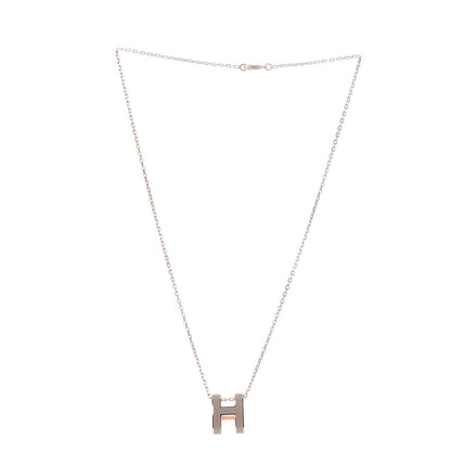 Hermes Lacquered Rose Gold Pop H Pendant Necklace White 3 of 6