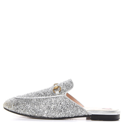 Gucci Glitter Womens Princetown Slippers 39.5 Silver 1 of 15