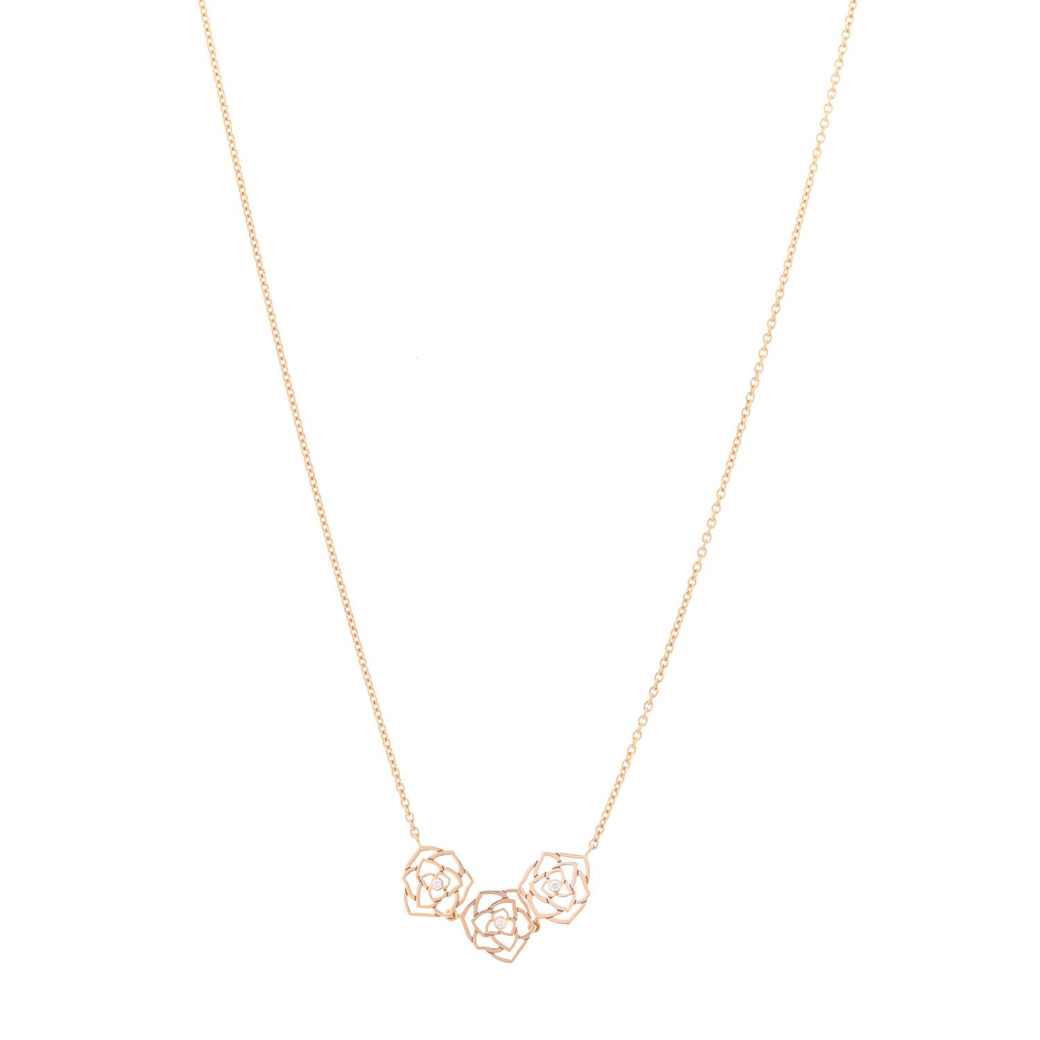 Piaget 18K Rose Gold Diamond Rose Pendant Necklace 1 of 5