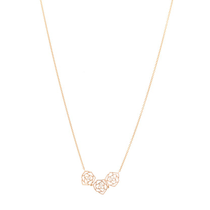 Piaget 18K Rose Gold Diamond Rose Pendant Necklace 1 of 5