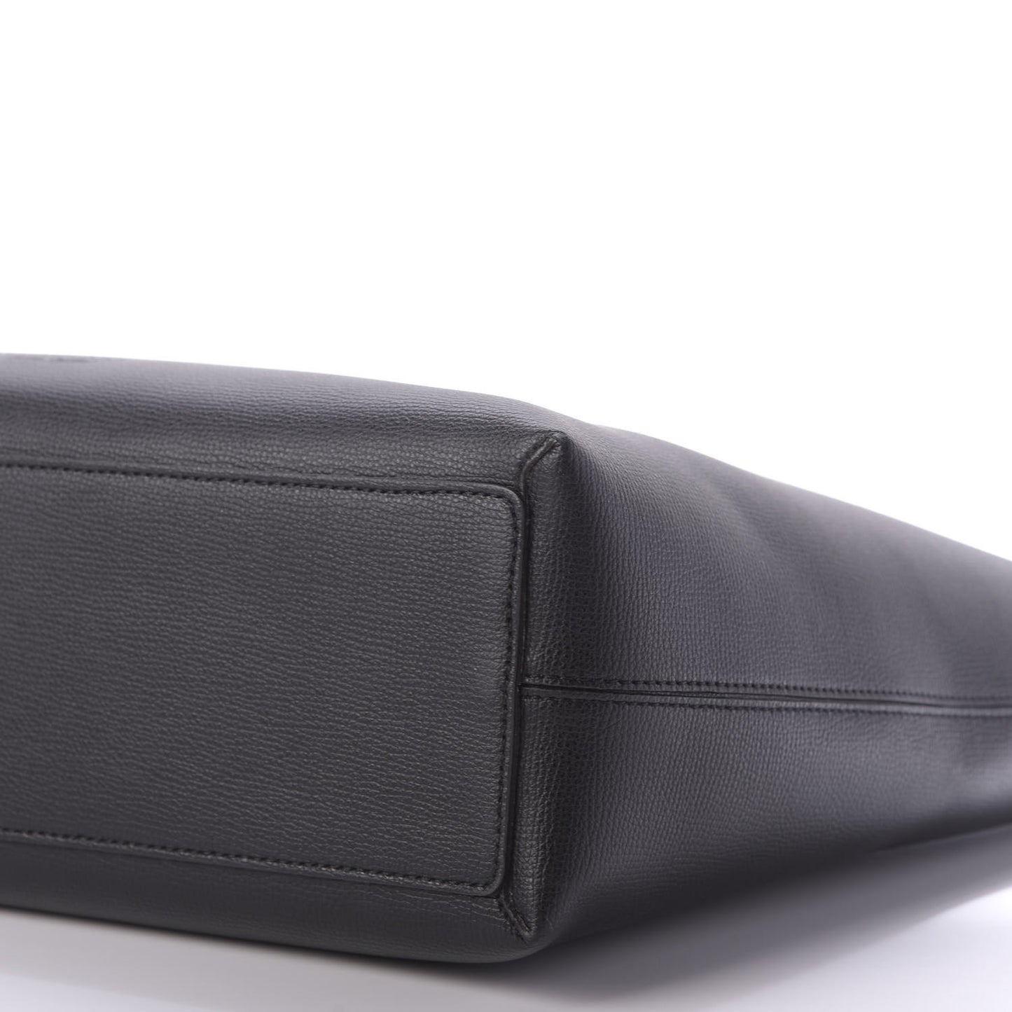 Grainy Calfskin Haymarket Check Medium Reversible Tote Black