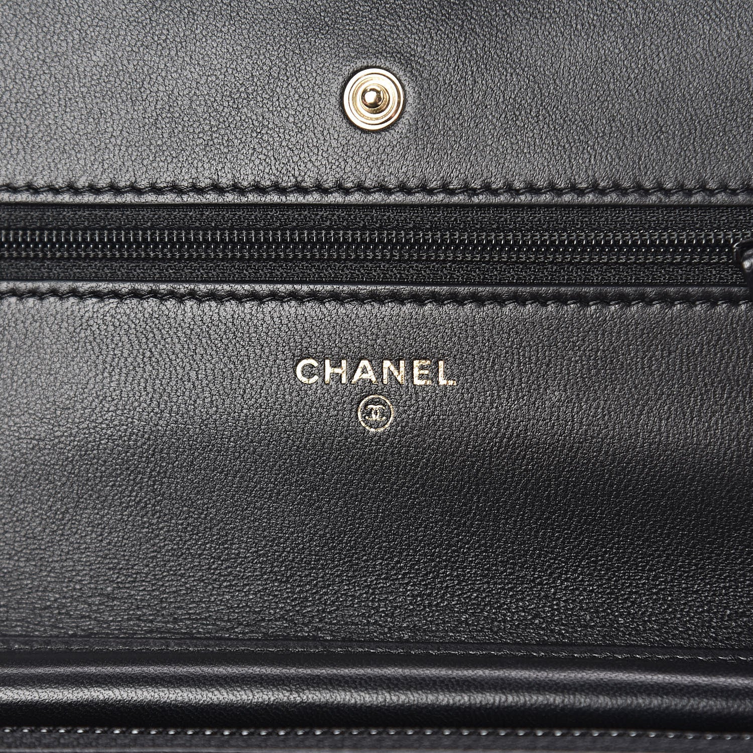 Chanel Lambskin Chevron Quilted Wallet On Chain WOC Black 8 of 12