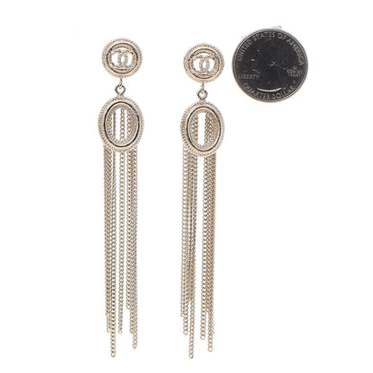 Chanel CC Chain Tassel Drop Earrings Light Gold 2 of 5