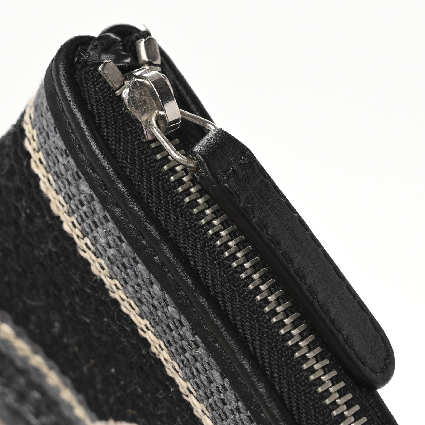 Striped Canvas Large Deauville Pouch Clutch Black