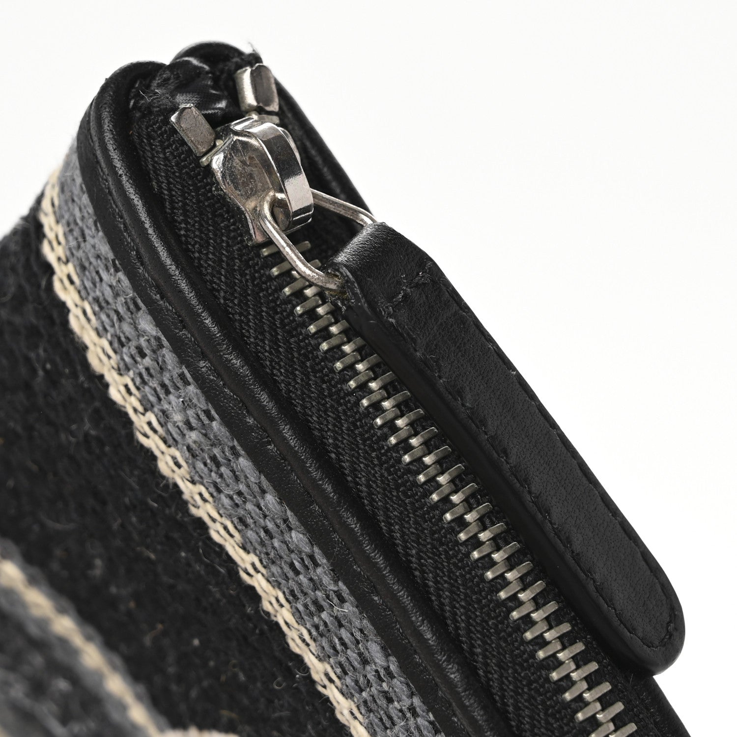 Chanel Striped Canvas Large Deauville Pouch Clutch Black 8 of 9