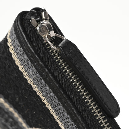 Chanel Striped Canvas Large Deauville Pouch Clutch Black 8 of 9