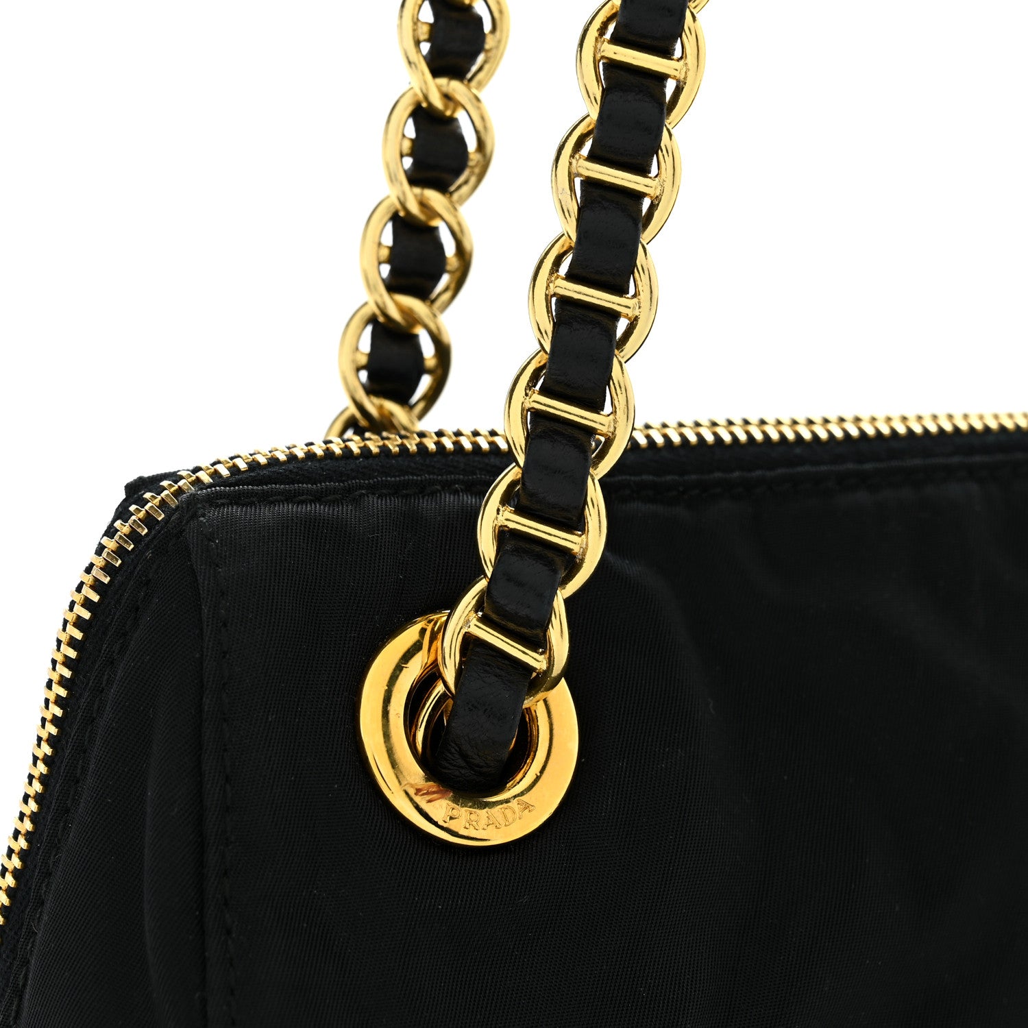 Prada Tessuto Nylon Acciaio Chain Shoulder Bag Black 11 of 12