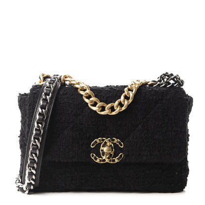 Chanel Tweed Quilted Medium 19 Flap Black 1 of 10