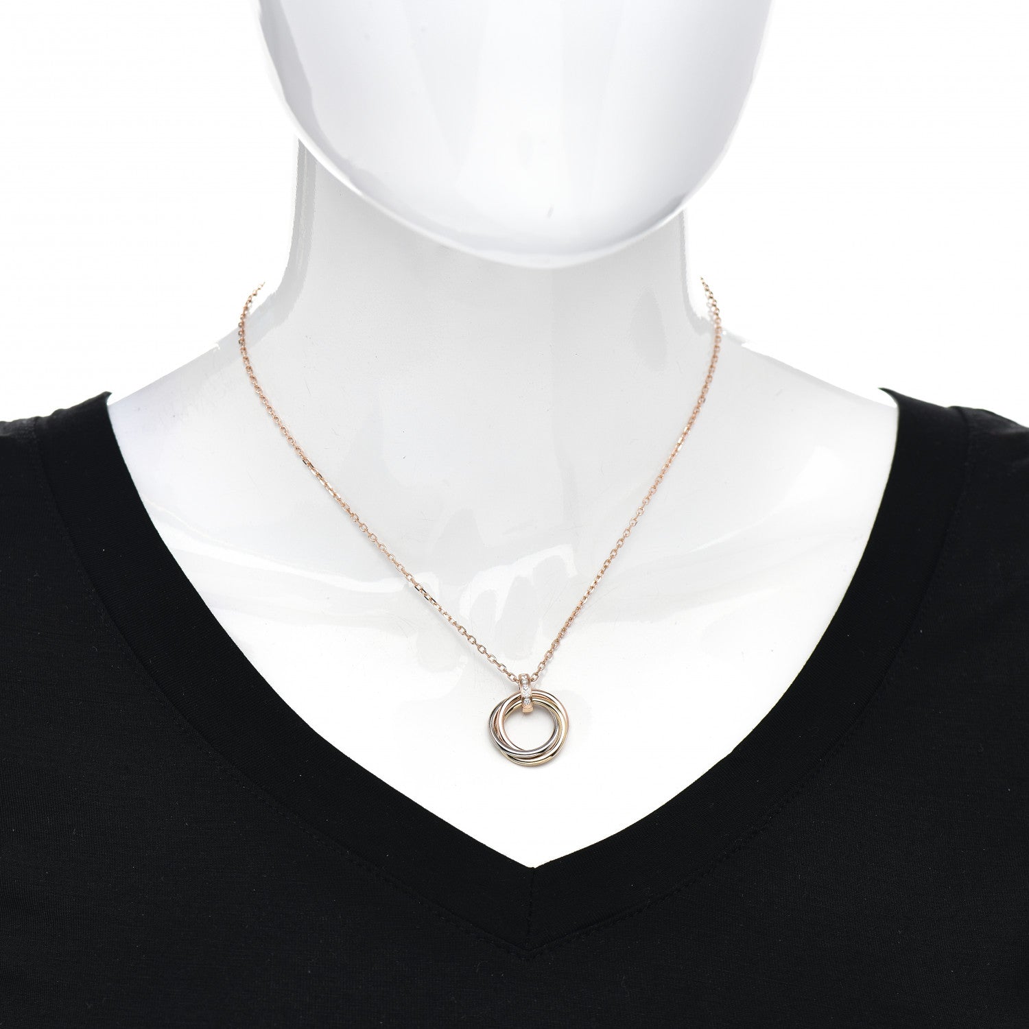 Cartier 18K Pink White Yellow Gold Diamond Trinity Pendant Necklace 2 of 4