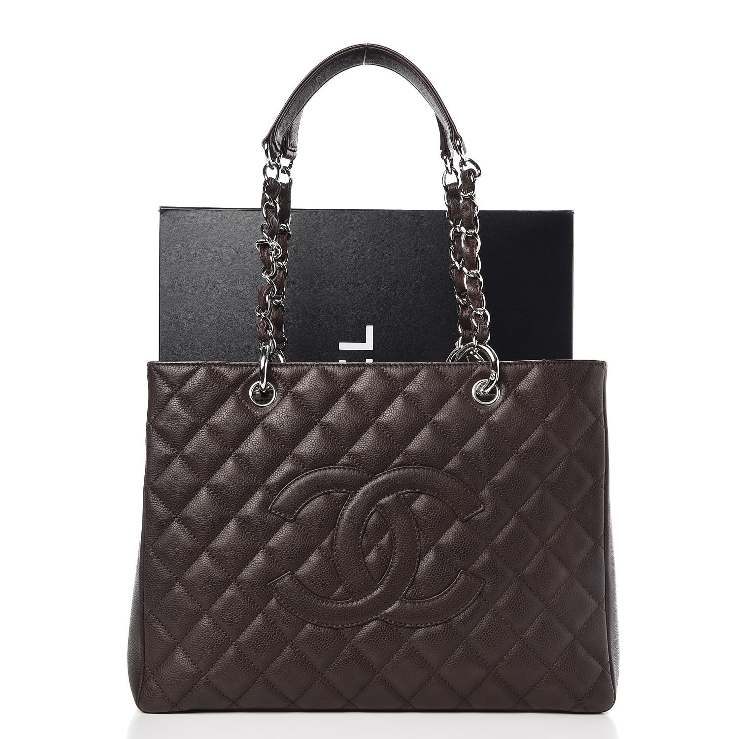 Chanel Caviar Quilted Grand Shopping Tote GST Dark Brown 8 of 12