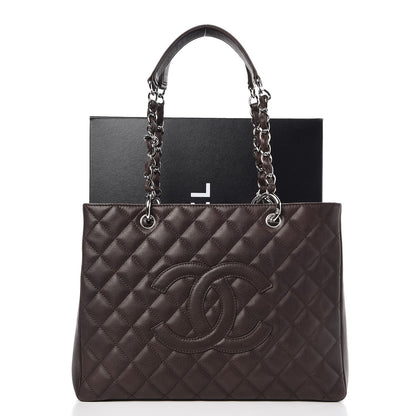 Chanel Caviar Quilted Grand Shopping Tote GST Dark Brown 8 of 12