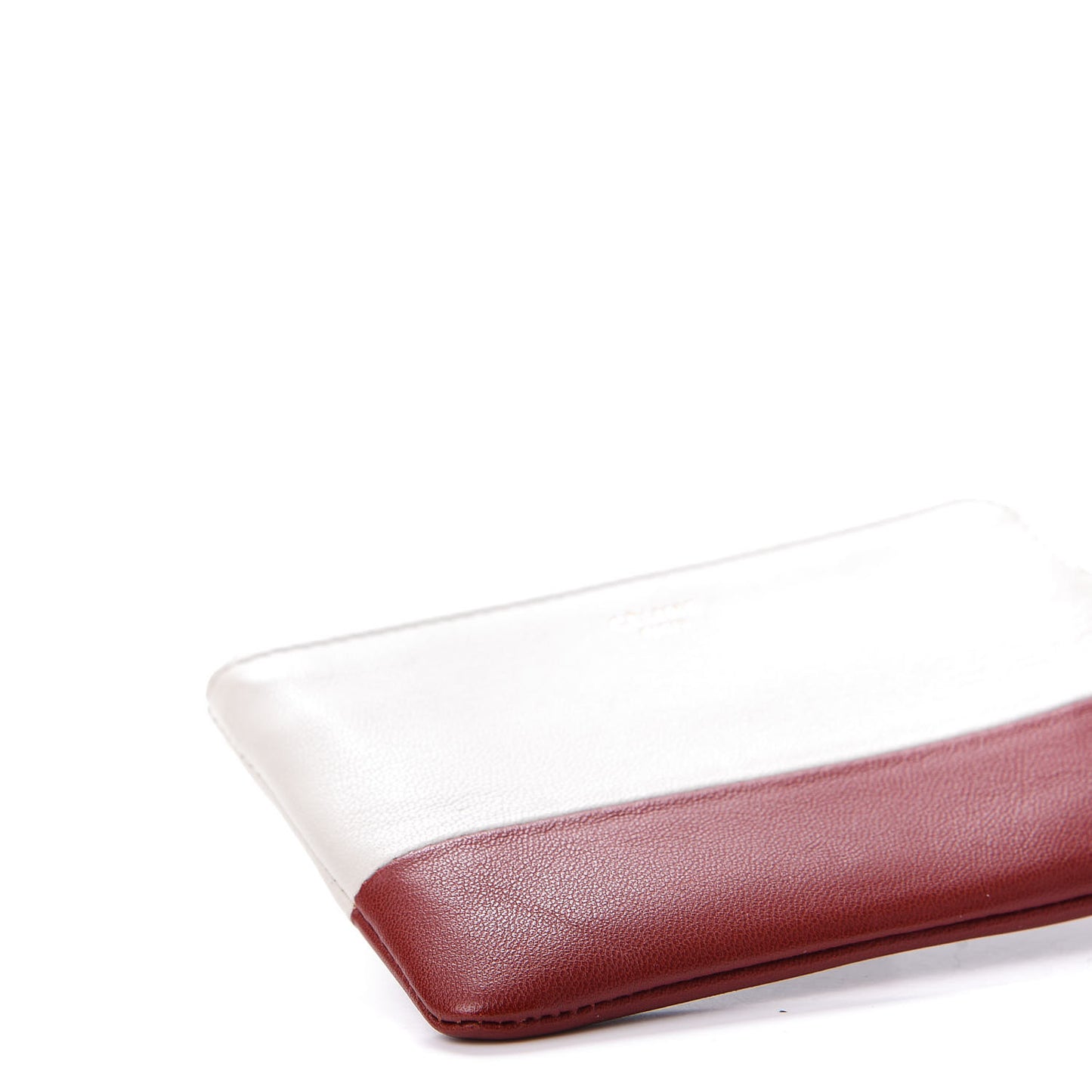 Lambskin Bi-Color Solo Coin Card Case White Red