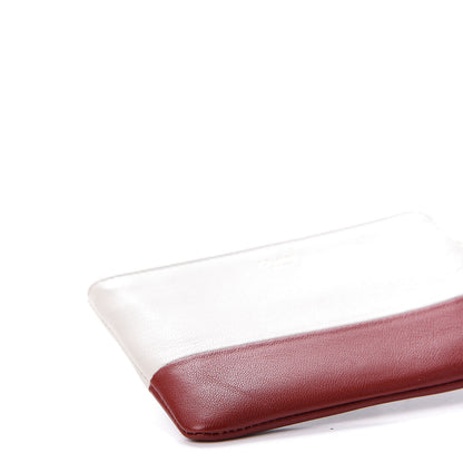 Celine Lambskin Bi-Color Solo Coin Card Case White Red 7 of 9