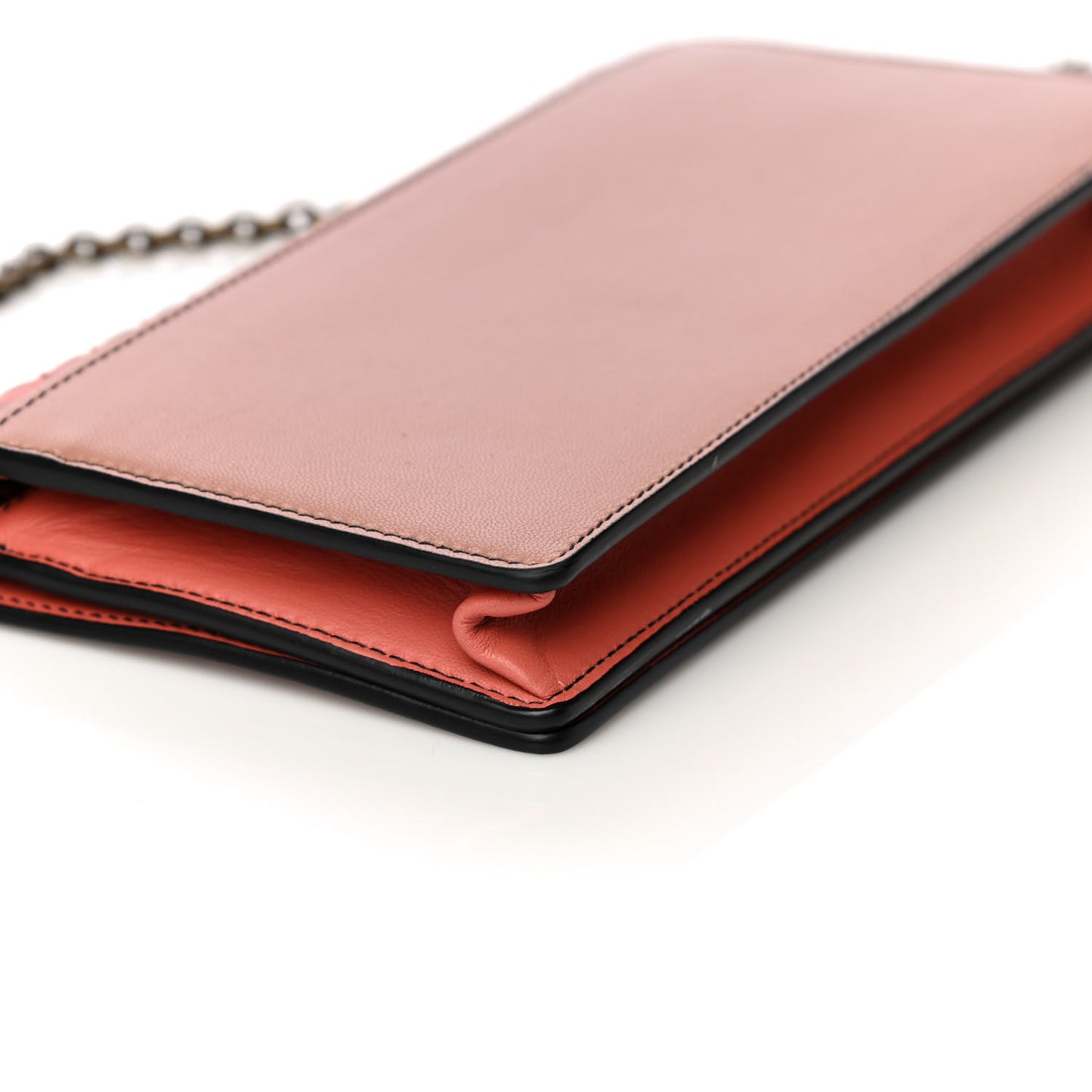 Nappa Intrecciato Studded Embellished Chain Wallet Tan Corallo