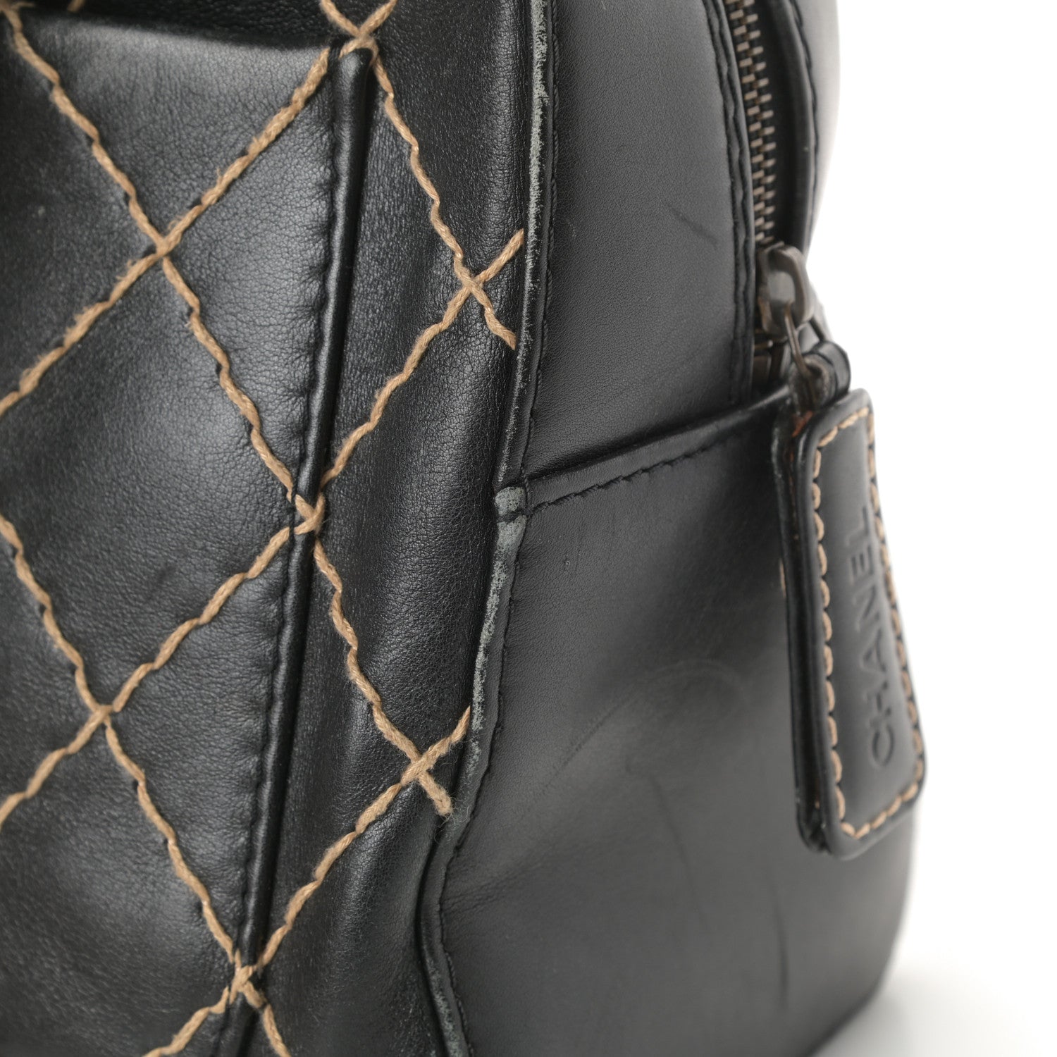 Chanel Calfskin Contrast Stitch Surpique Bowler Black 14 of 18