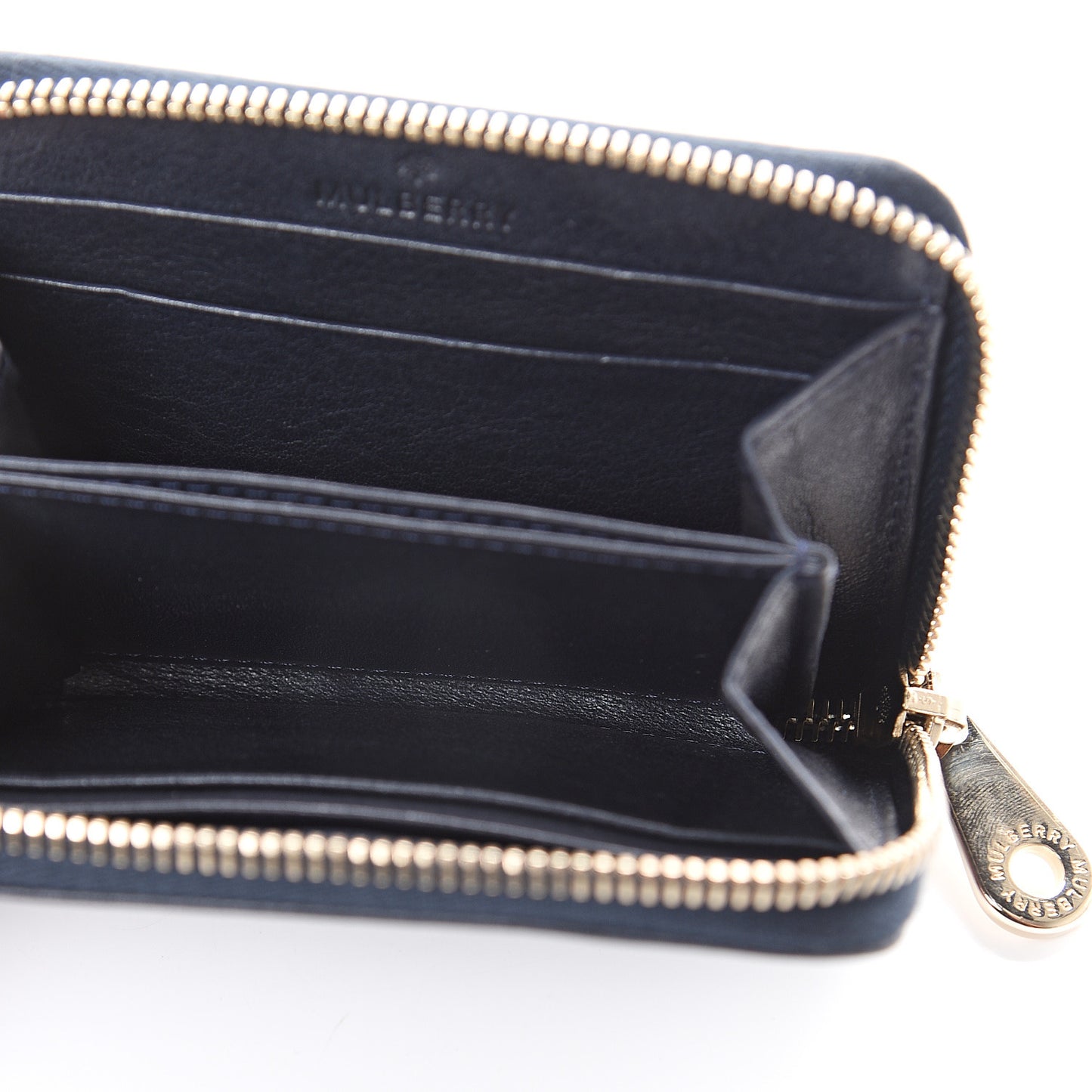 Small Classic Grain Compact Zip Wallet Midnight Blue
