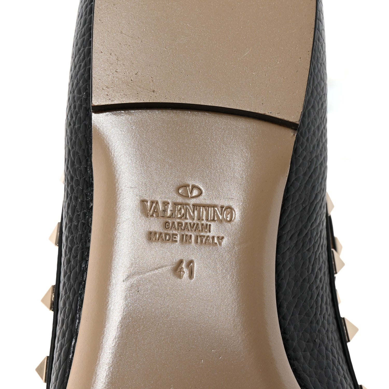Valentino Garavani Calfskin Nappa Rockstud Cage Ballerina Flats 41 Black 7 of 9
