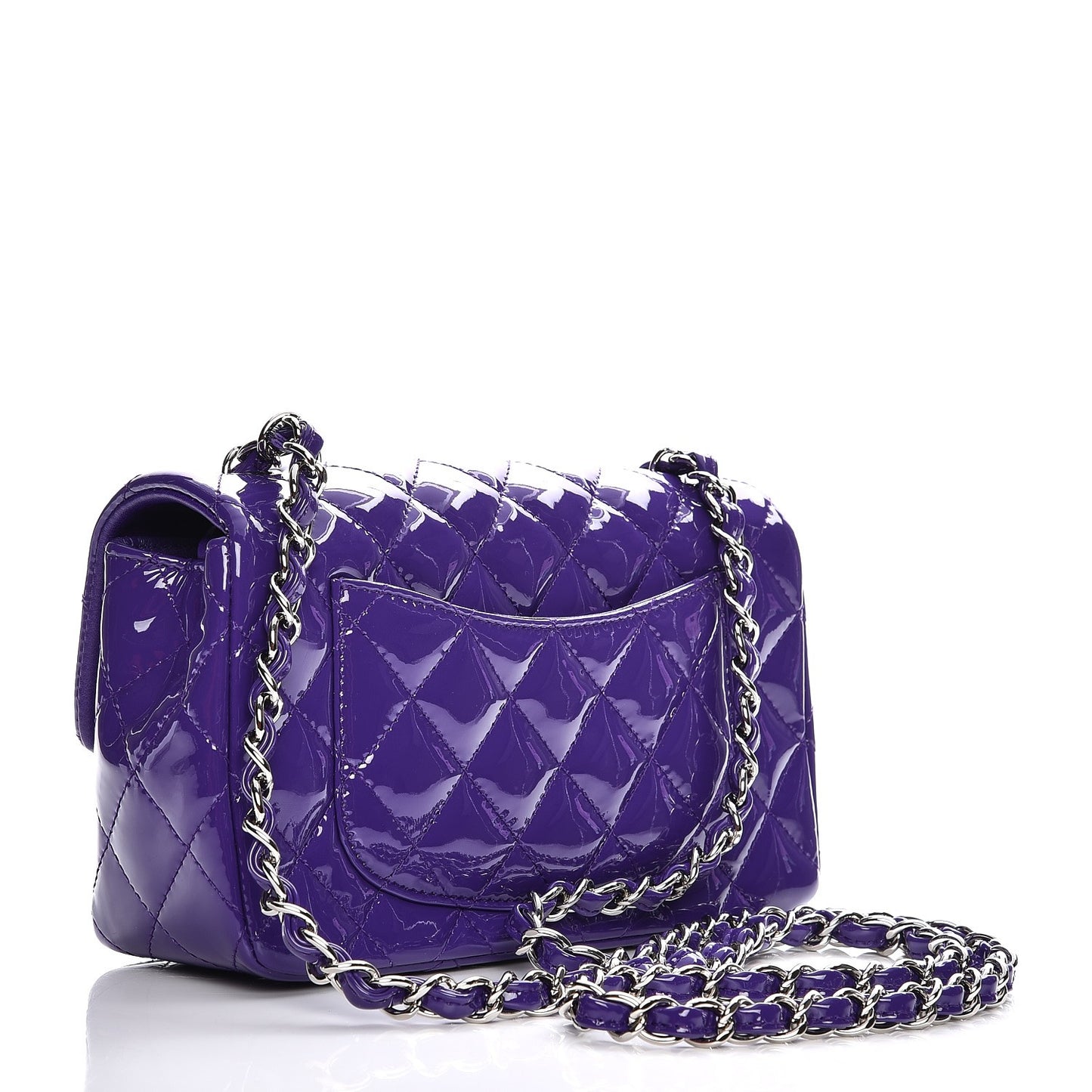 Patent Quilted Mini Rectangular Flap Purple