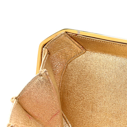 Judith Leiber Swarovski Crystal Minaudiere Clutch Silver Gold 12 of 13
