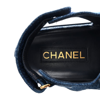 Chanel Printed Denim CC Dad Sandals 40 Dark Blue 8 of 10