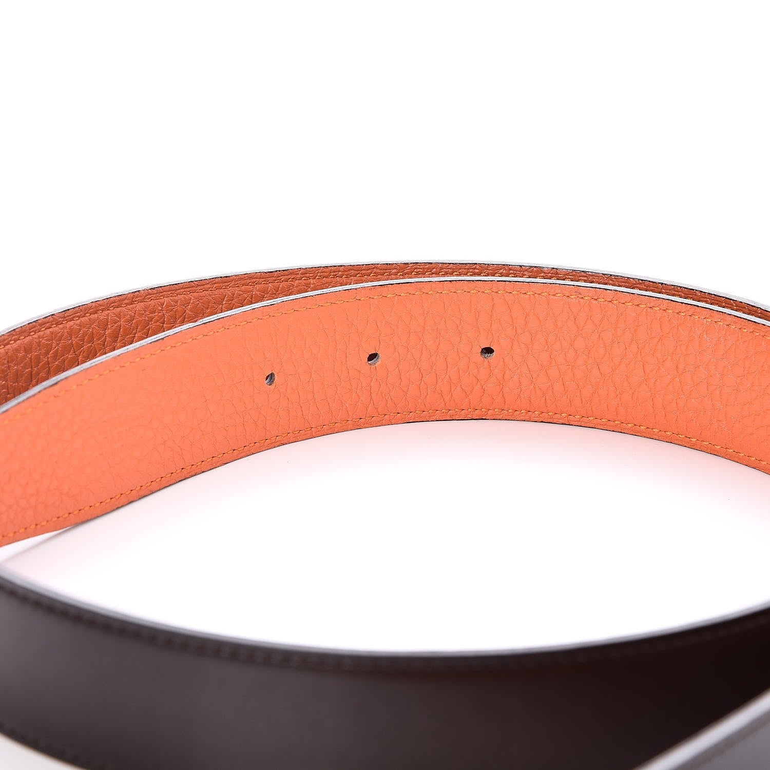 Hermes Box Togo 32mm Belt Strap 100 Chocolate Orange 3 of 8