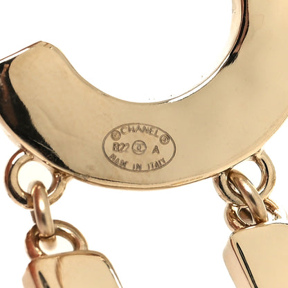 Chanel Metal Enamel Cha-Nel Logo Drop Earrings Black White 4 of 5