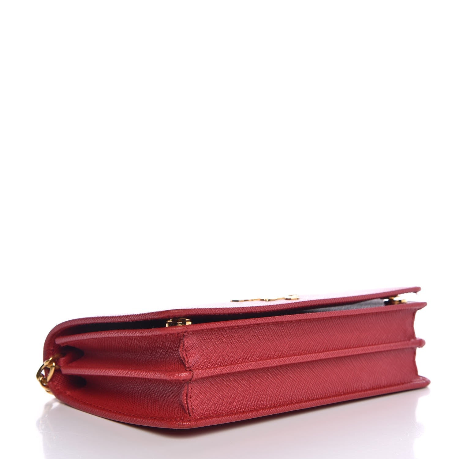 Prada Saffiano Lux Chain Wallet Fuoco 4 of 10