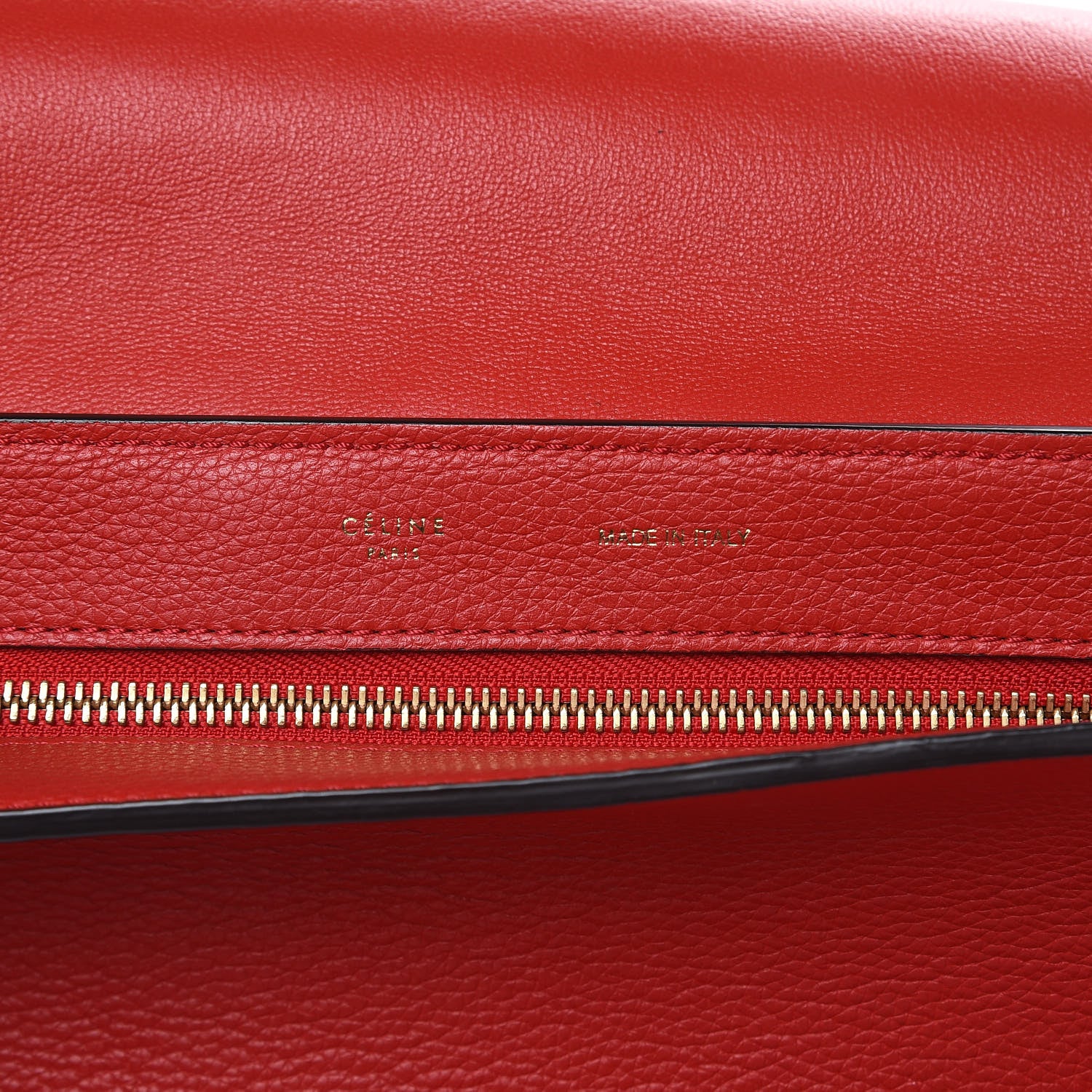 Celine Drummed Calfskin Suede Medium Trapeze Coquelicot 13 of 17