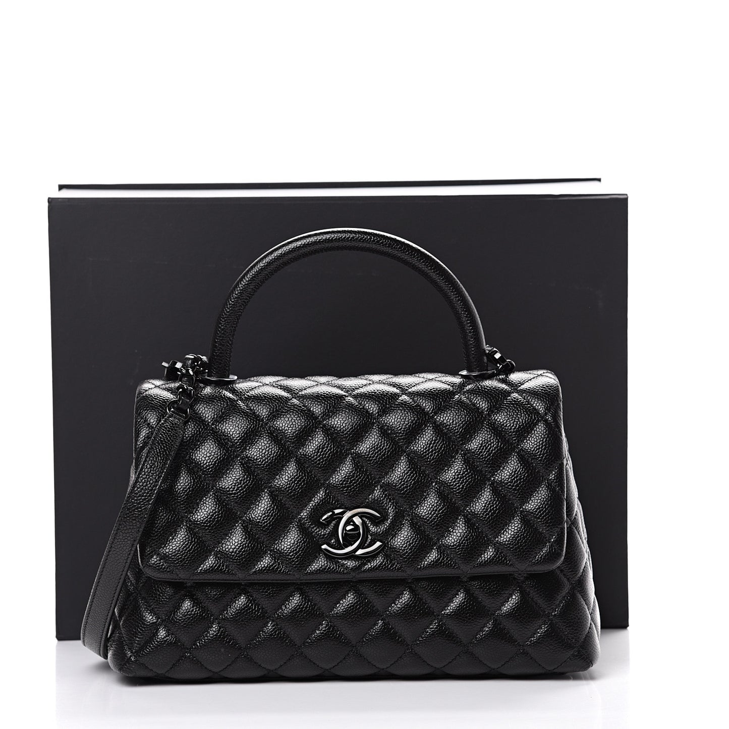 Caviar Quilted Small Coco Handle Flap So Black