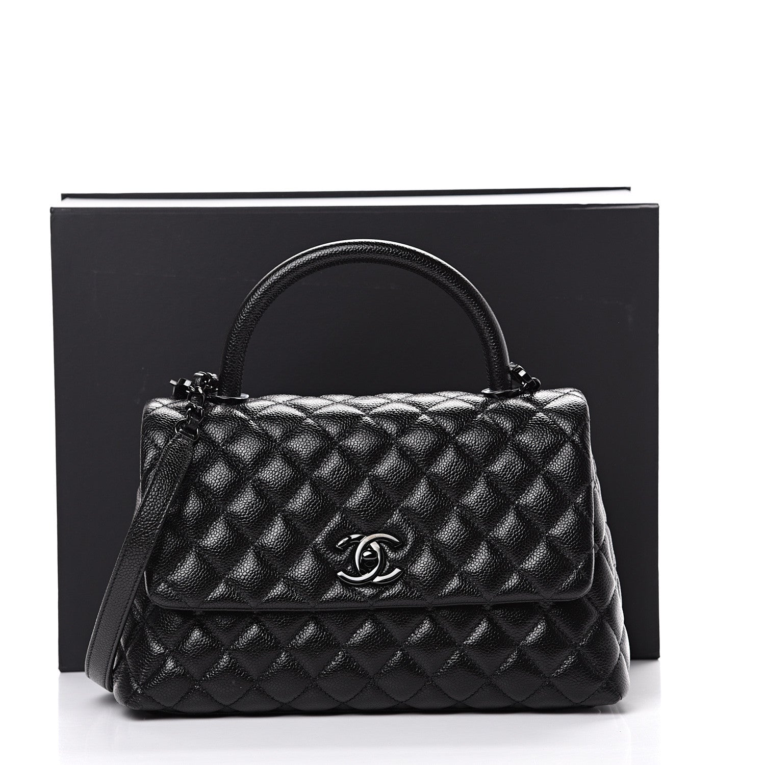 Chanel Caviar Quilted Small Coco Handle Flap So Black 10 of 10