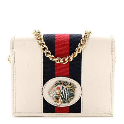 Gucci Calfskin Web Rajah Chain Card Case Wallet White 1 of 10