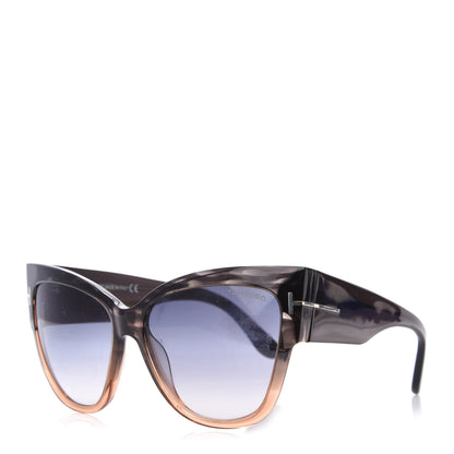 Tom Ford Acetate Anoushka Cat Eye Sunglasses TF371 Melange Grey Peach 1 of 8
