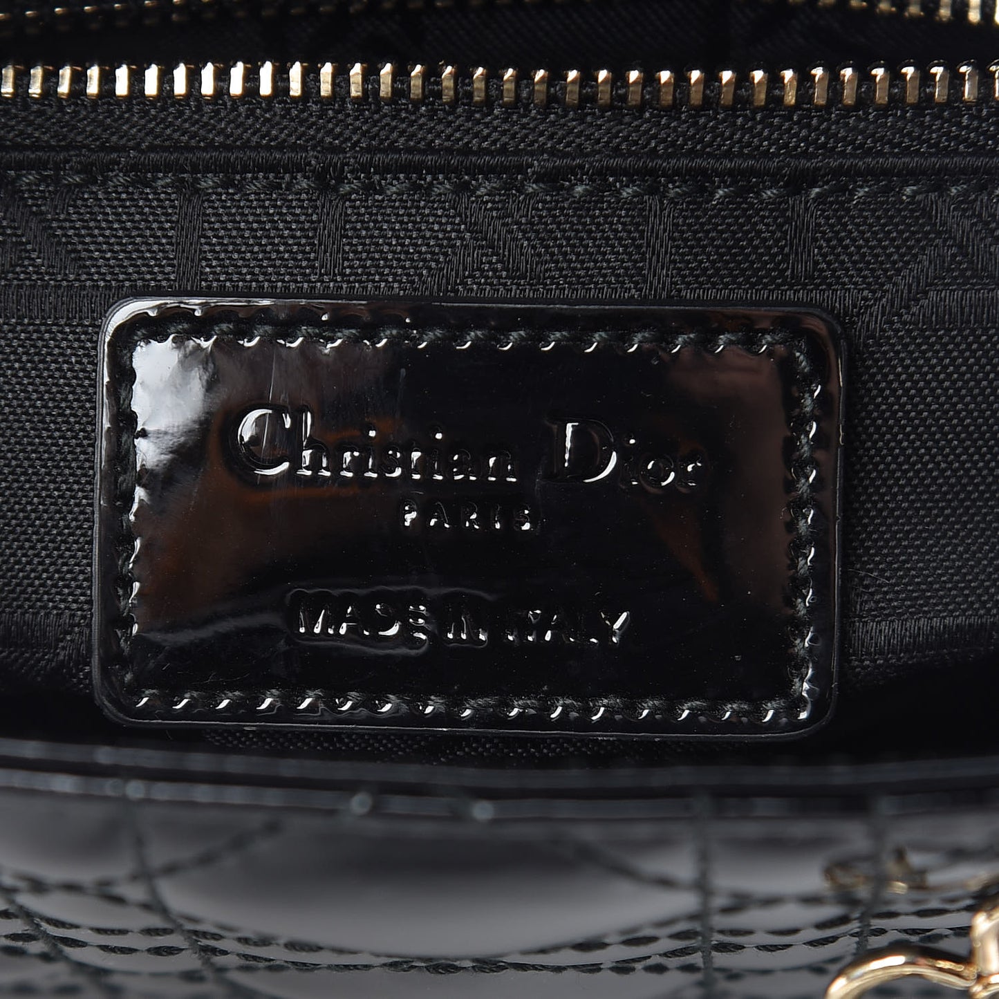 Patent Cannage Mini Lady Dior Black