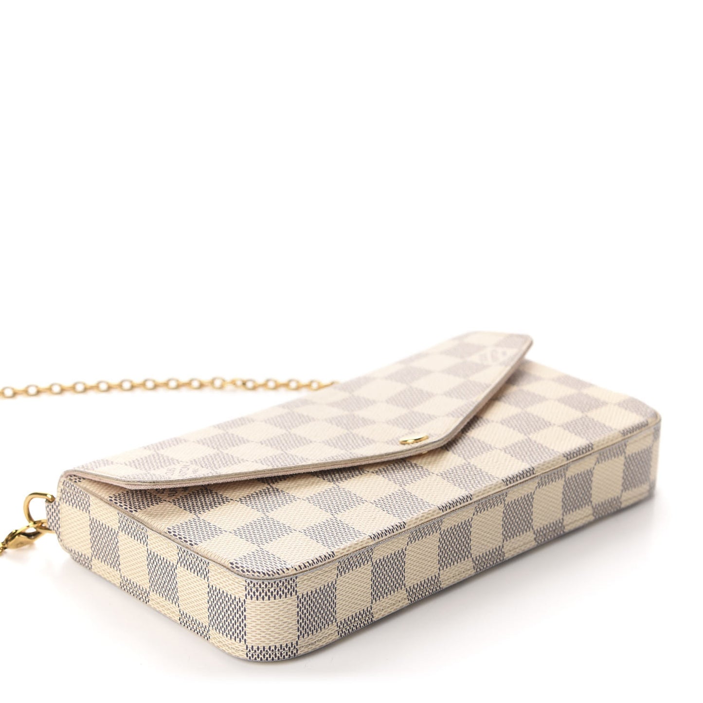 Damier Azur Pochette Felicie Chain Wallet Rose Ballerine