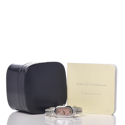 David Yurman Stainless Steel Sterling Silver Diamond Pink Mother of Pearl 20mm Madison Cable Quartz Watch 7 of 7
