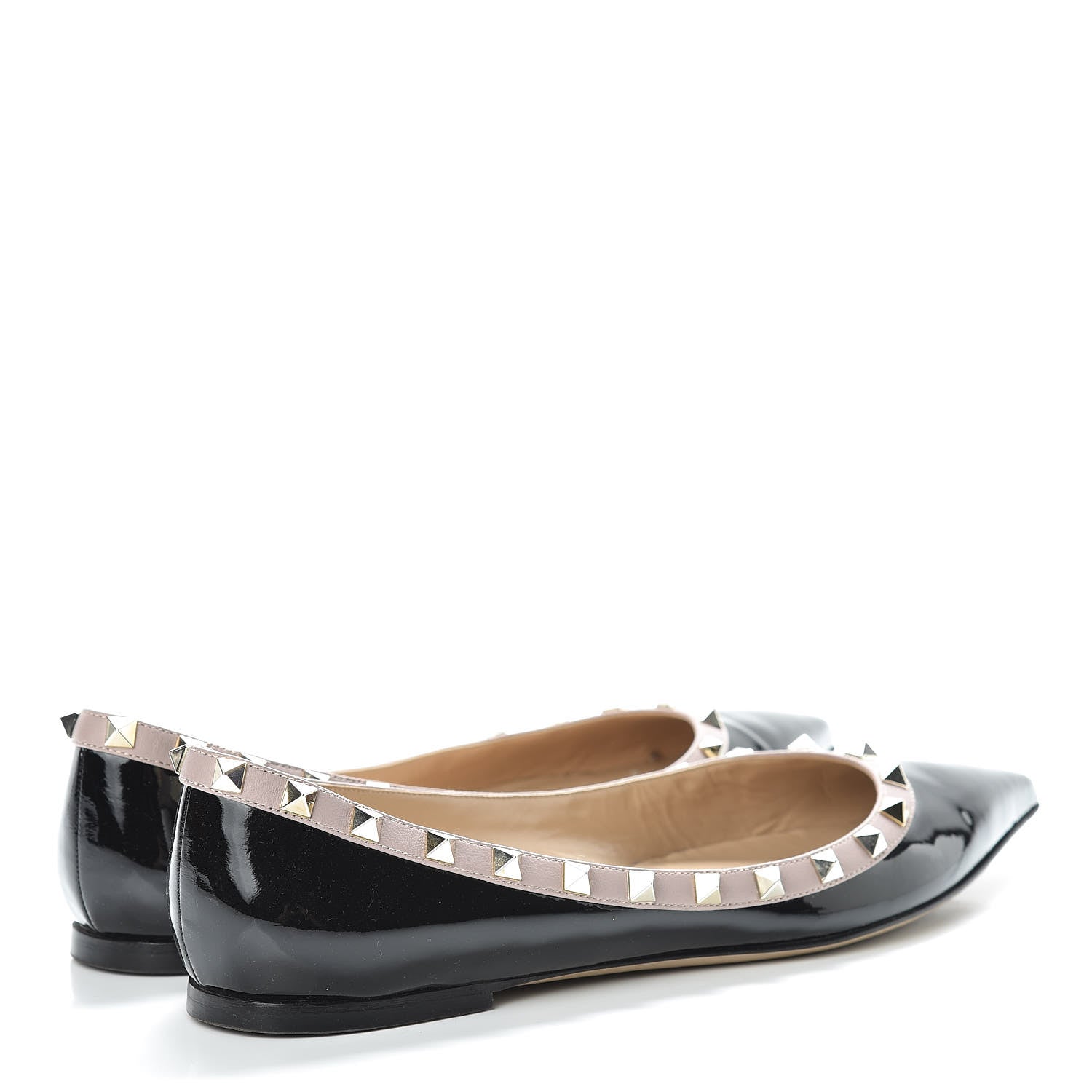 Valentino Garavani Patent Rockstud Ballerina Flats 41 Black Poudre 4 of 19