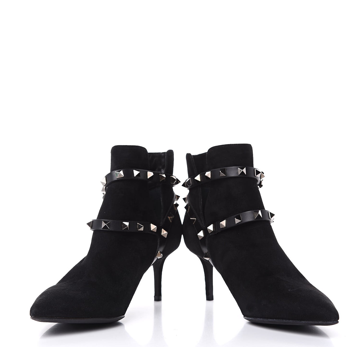 Suede Rockstud Double Buckle 65mm Ankle Boots 36.5 Black