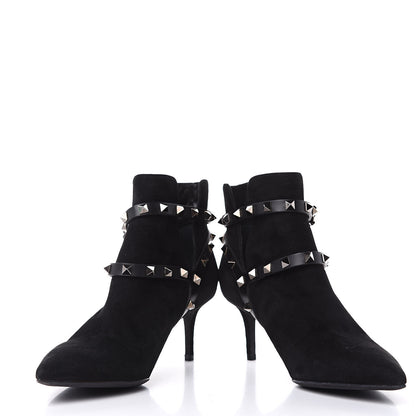 Valentino Garavani Suede Rockstud Double Buckle 65mm Ankle Boots 36.5 Black 3 of 11