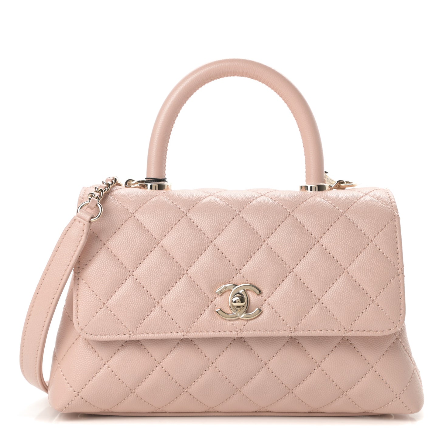 Caviar Quilted Mini Coco Handle Flap Light Pink