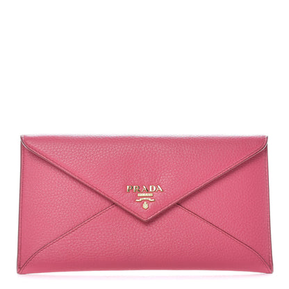 Prada Vitello Grain Letter Wallet Peonia 1 of 9