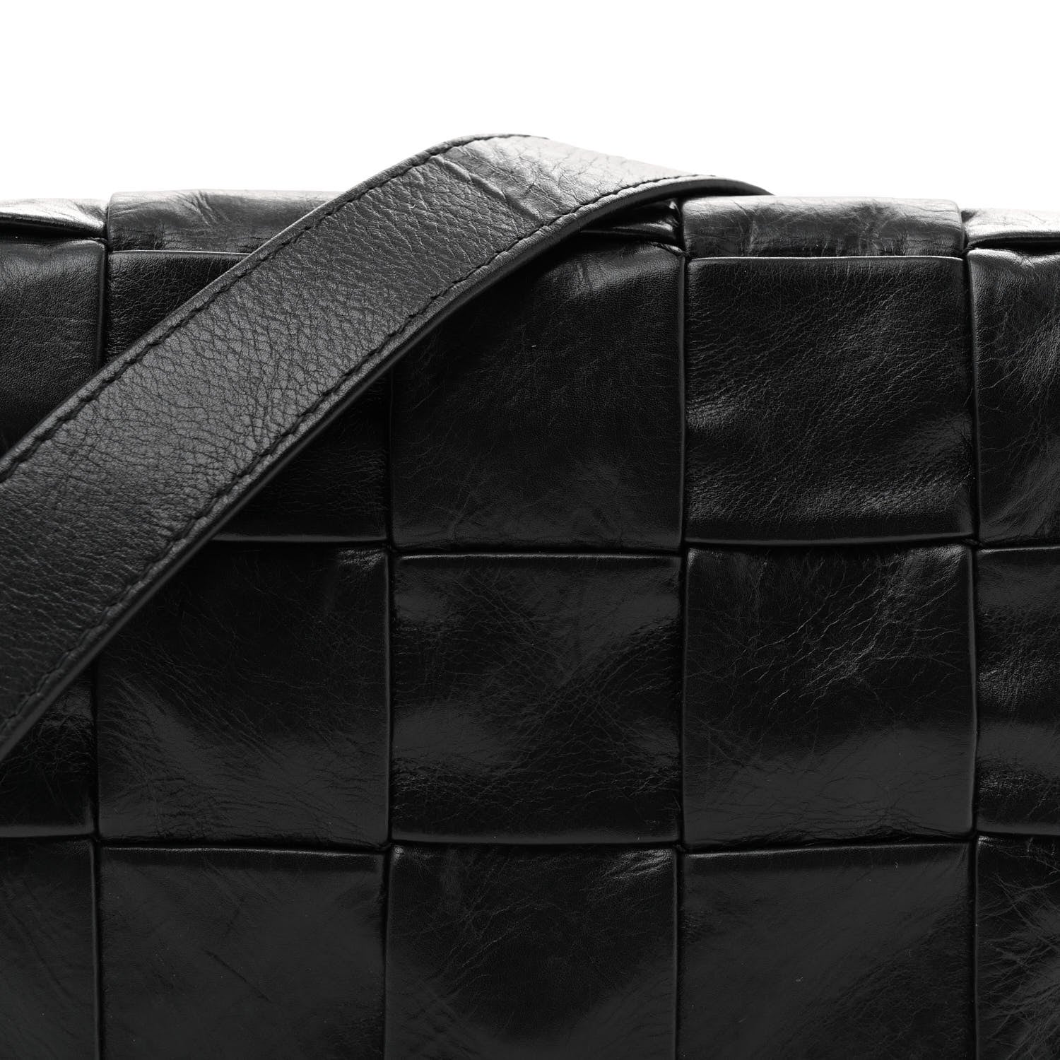 Bottega Veneta Paper Calfskin Maxi Intreccio Cassette Crossbody Bag Black 8 of 12