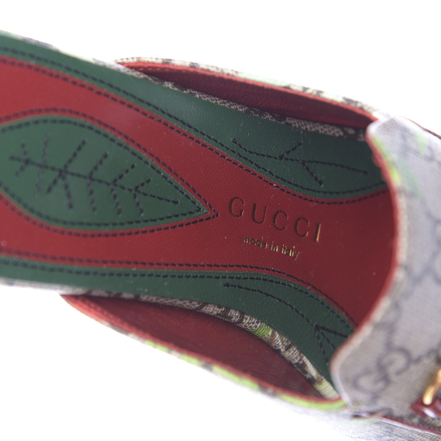 Gucci GG Supreme Monogram Tian Womens Princetown Slippers 38.5 Beige Ebony Multicolor 8 of 10