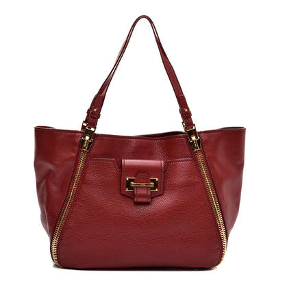 Tom Ford Grained Calfskin Medium Sedgwick Zipper Tote Cabernet 1 of 10
