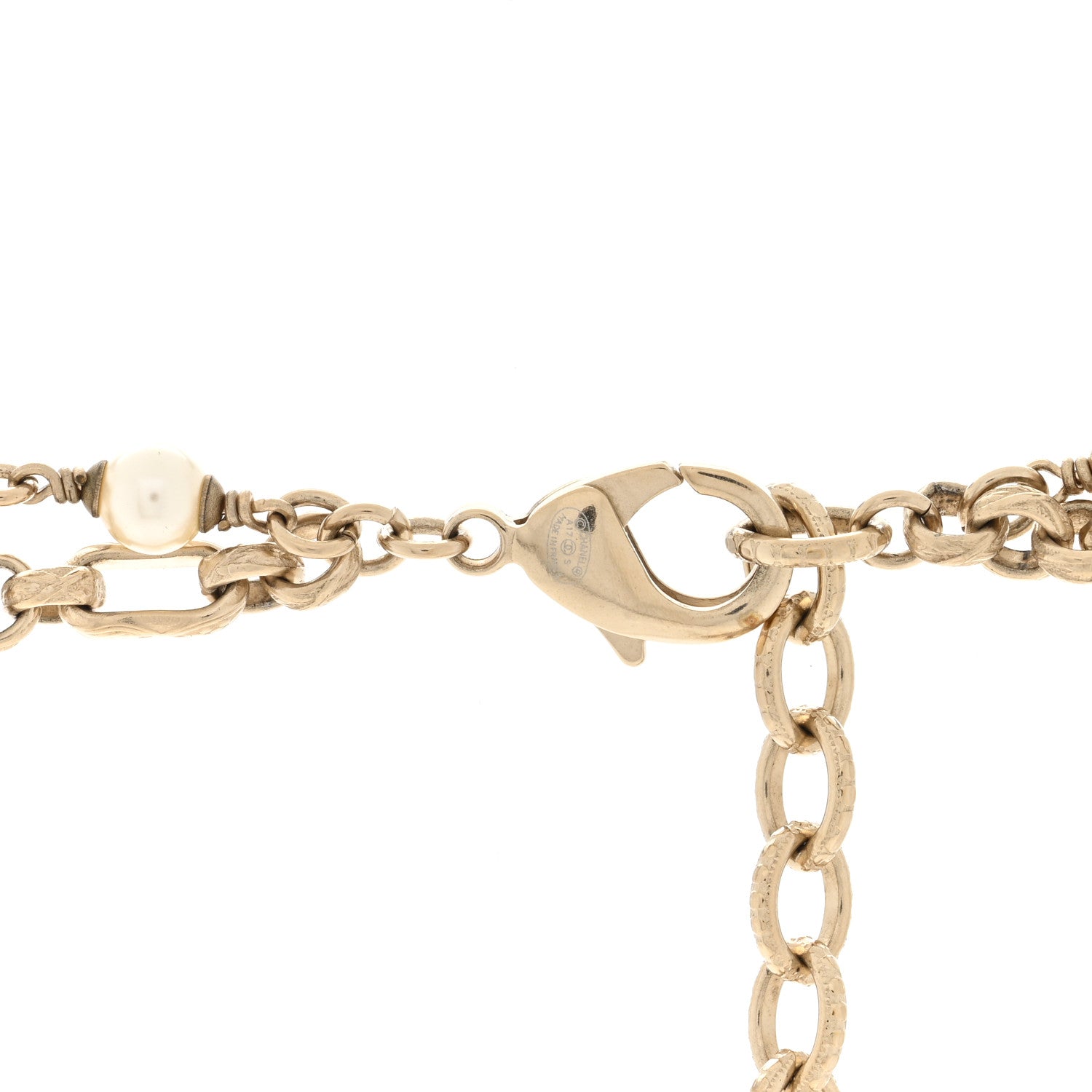 Chanel Pearl Crystal CC Double Strand Necklace Gold 4 of 5