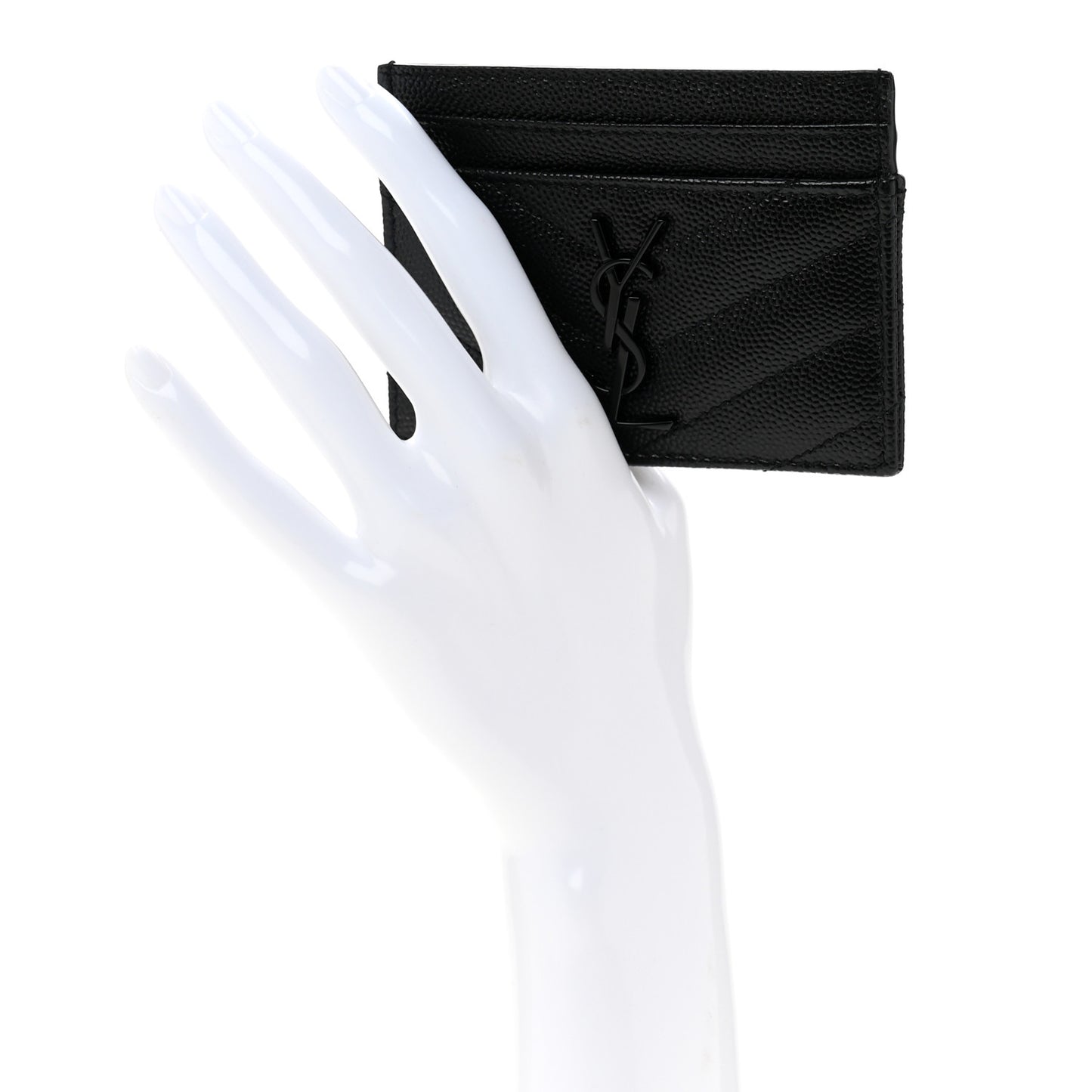 Grain De Poudre Matelasse Chevron Monochrome Monogram Credit Card Case Black