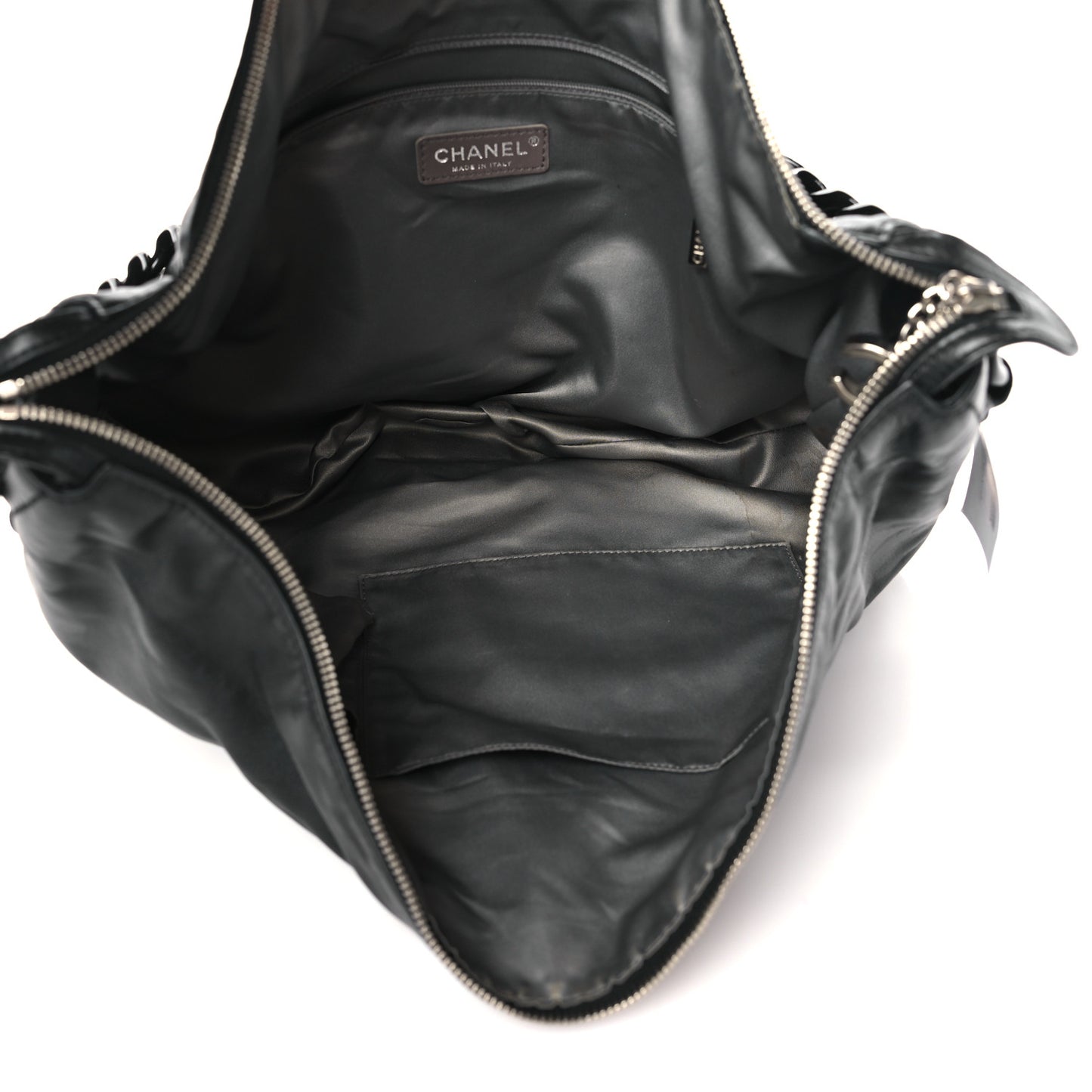 Calfskin Modern Chain Rhodoid Hobo Black
