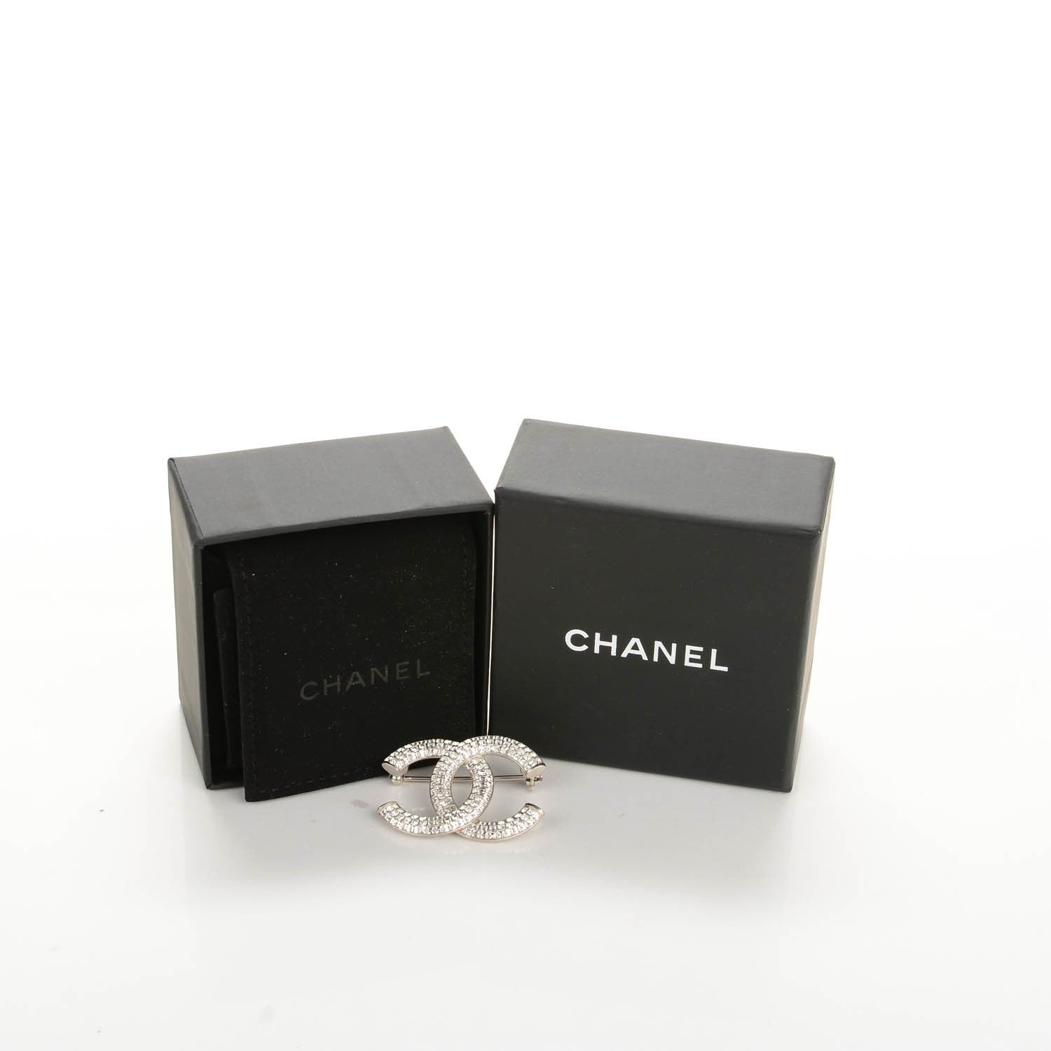 Chanel Baguette Crystal CC Brooch Silver 5 of 5