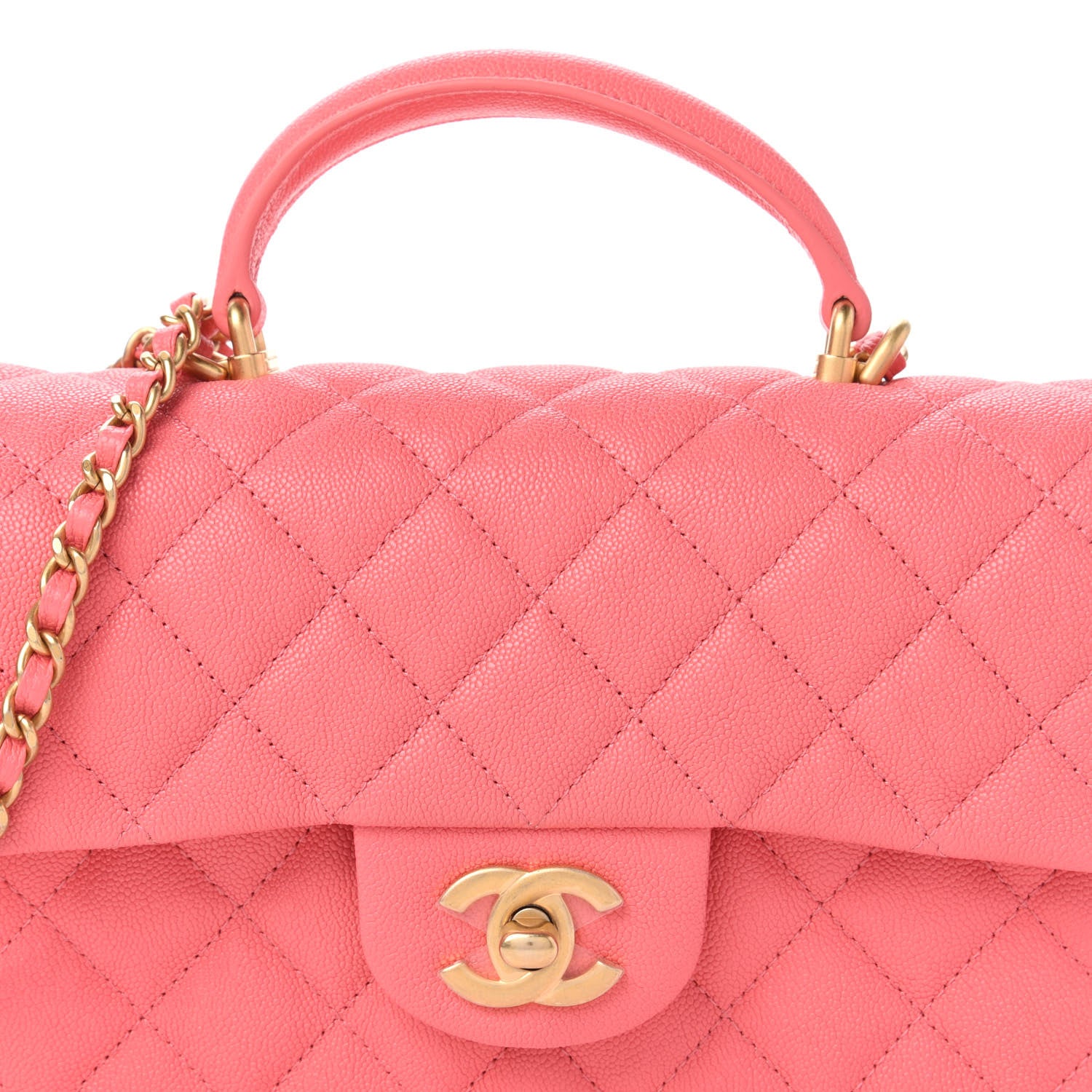 Chanel Caviar Quilted Mini Top Handle Rectangular Flap Pink 10 of 10